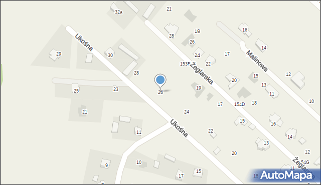 Dąbrowica, Ukośna, 26, mapa Dąbrowica