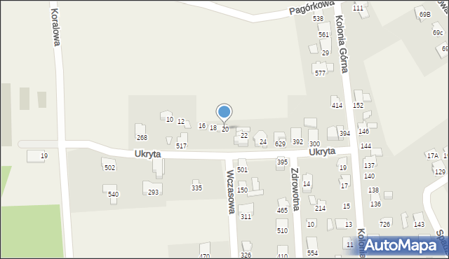 Jaworze, Ukryta, 20, mapa Jaworze