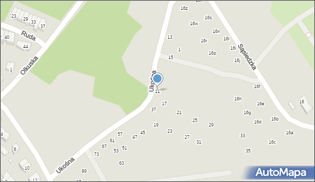 Szczecin, Ukośna, 11, mapa Szczecina