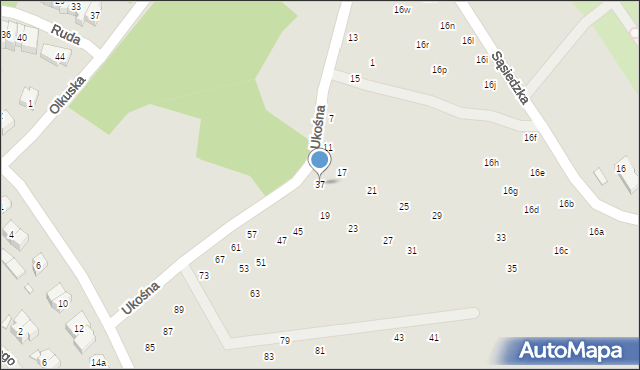 Szczecin, Ukośna, 37, mapa Szczecina