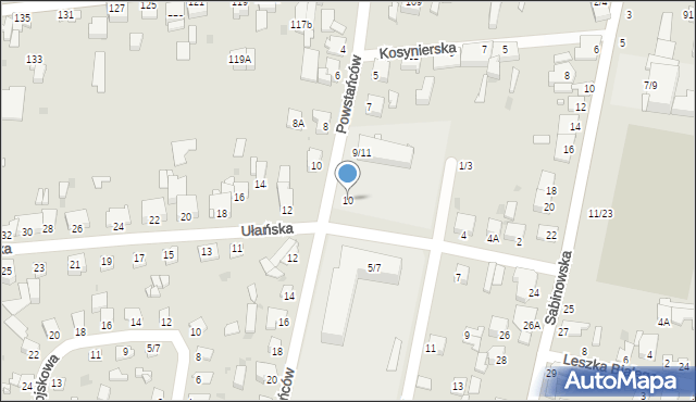 Częstochowa, Ułańska, 10, mapa Częstochowy