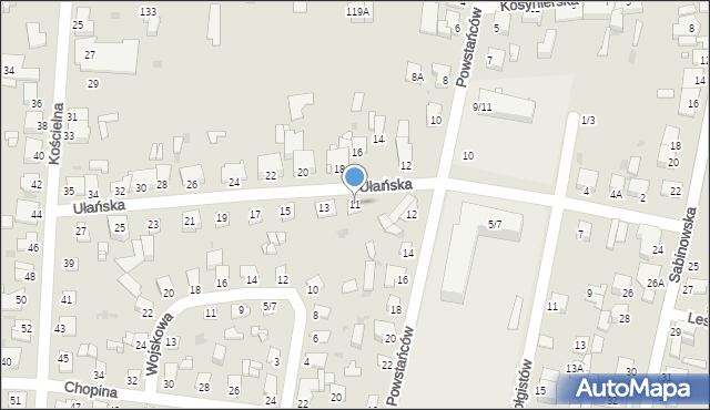 Częstochowa, Ułańska, 11, mapa Częstochowy