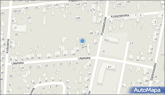 Częstochowa, Ułańska, 14, mapa Częstochowy