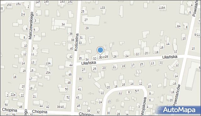 Częstochowa, Ułańska, 30, mapa Częstochowy