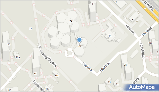 Katowice, Ułańska, 7B, mapa Katowic