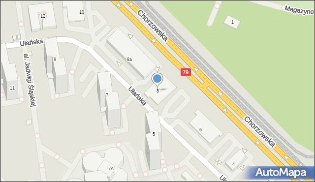 Katowice, Ułańska, 8, mapa Katowic