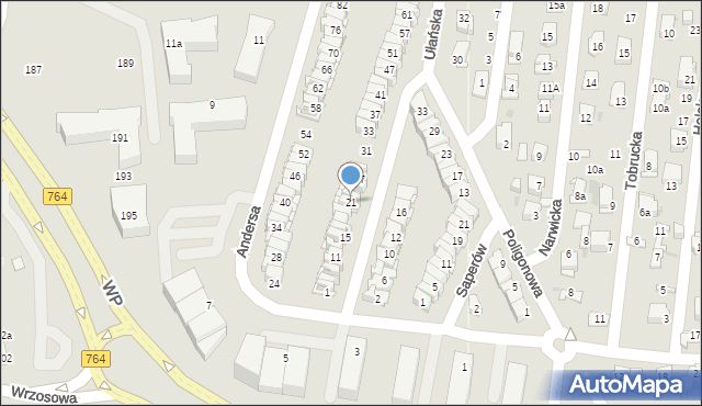 Kielce, Ułańska, 21, mapa Kielc