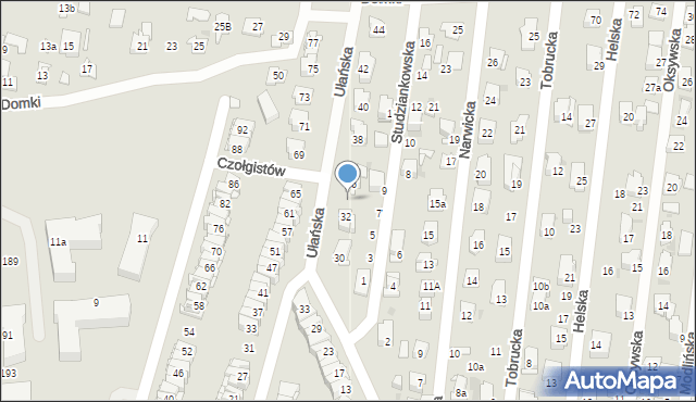 Kielce, Ułańska, 34, mapa Kielc