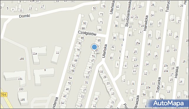 Kielce, Ułańska, 53, mapa Kielc