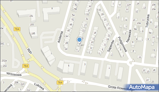 Kielce, Ułańska, 7, mapa Kielc