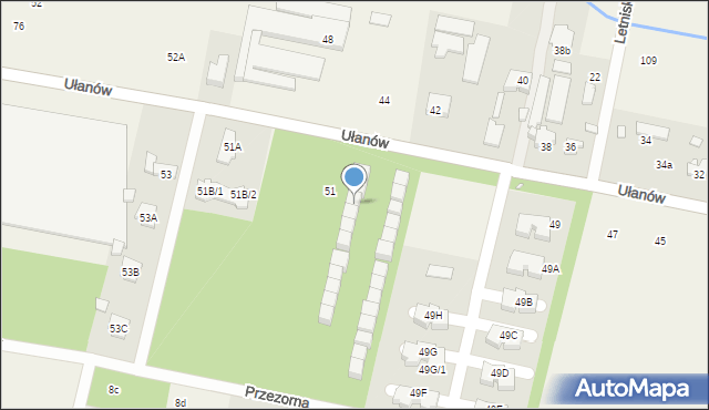 Kolonia Warszawska, Ułanów, 51v, mapa Kolonia Warszawska