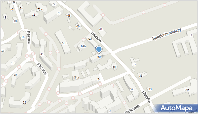 Kraków, Ułanów, 60, mapa Krakowa
