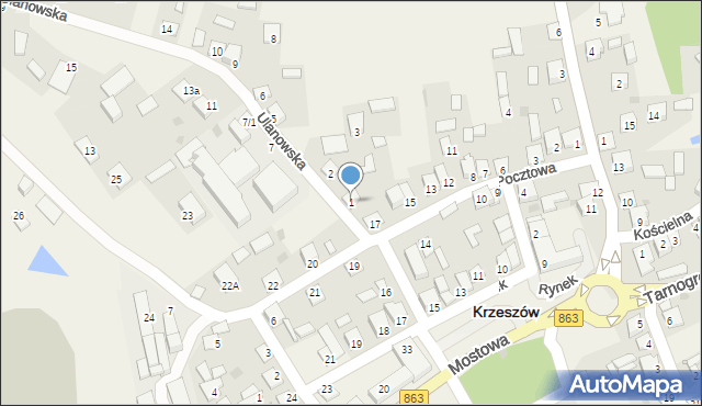 Krzeszów, Ulanowska, 1, mapa Krzeszów