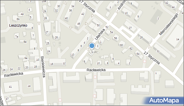 Leszno, Ułańska, 7, mapa Leszno