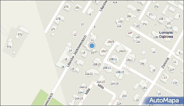 Łomianki, Ułanów Jazłowieckich, 13, mapa Łomianki