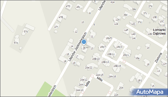 Łomianki, Ułanów Jazłowieckich, 15, mapa Łomianki