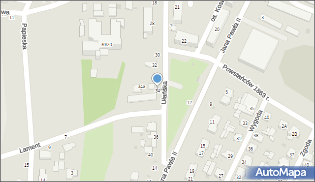 Łowicz, Ułańska, 34, mapa Łowicza