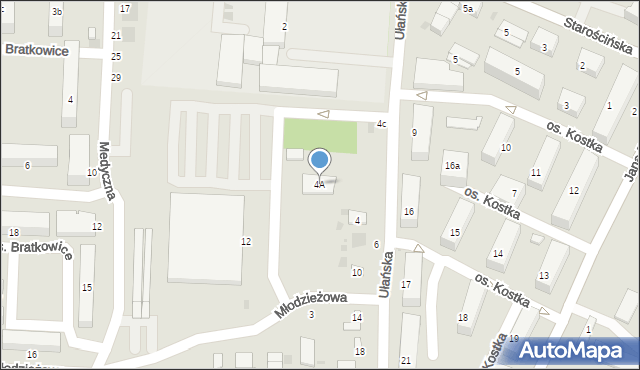 Łowicz, Ułańska, 4A, mapa Łowicza