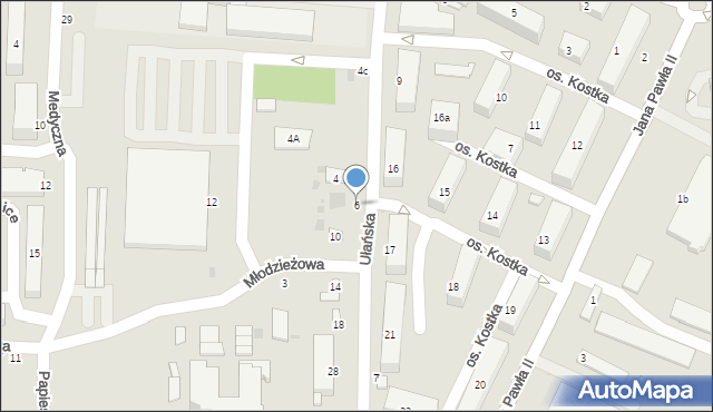 Łowicz, Ułańska, 6, mapa Łowicza