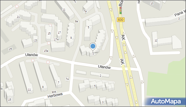 Lublin, Ułanów, 1, mapa Lublina