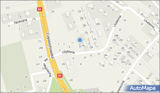Modlnica, Ulubiona, 11, mapa Modlnica