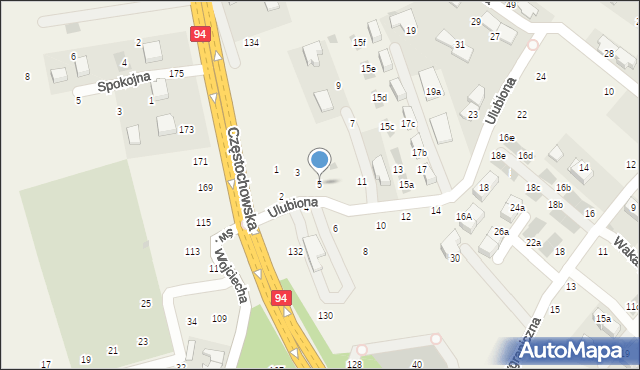 Modlnica, Ulubiona, 5, mapa Modlnica