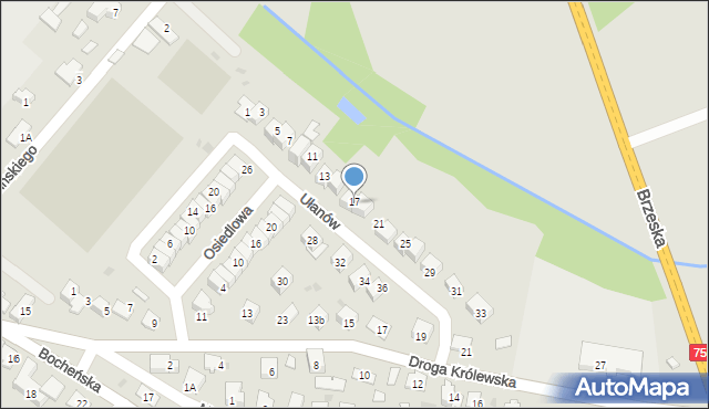 Niepołomice, Ułanów, 17b, mapa Niepołomice