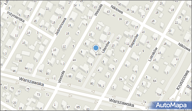 Siedlce, Ułanów, 7, mapa Siedlce