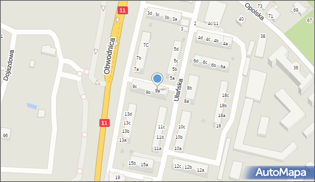 Tarnowskie Góry, Ułańska, 9a, mapa Tarnowskie Góry