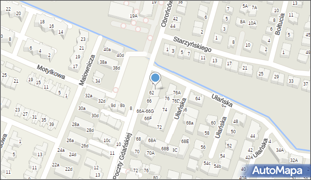 Wrocław, Ułańska, 58A, mapa Wrocławia