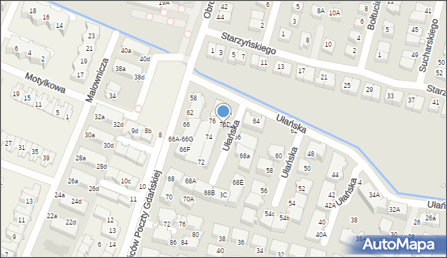 Wrocław, Ułańska, 76E, mapa Wrocławia