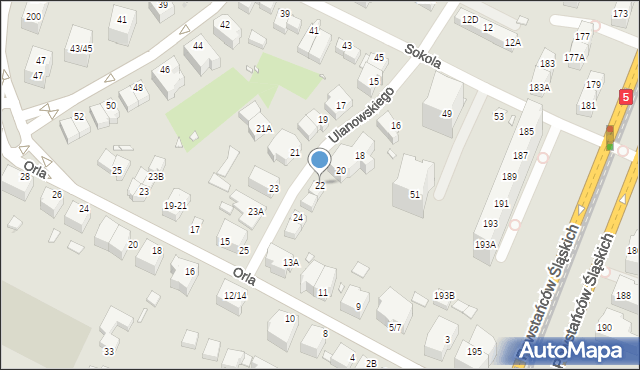 Wrocław, Ulanowskiego Bolesława, 22, mapa Wrocławia