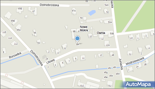 Wrocław, Ulowa, 8A, mapa Wrocławia