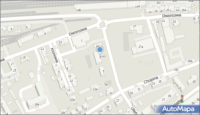 Zielona Góra, Ułańska, 3, mapa Zielona Góra