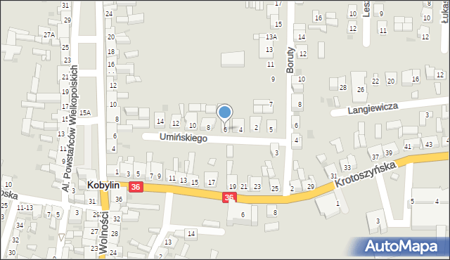 Kobylin, Umińskiego Jana Nepomucena, gen., 6, mapa Kobylin