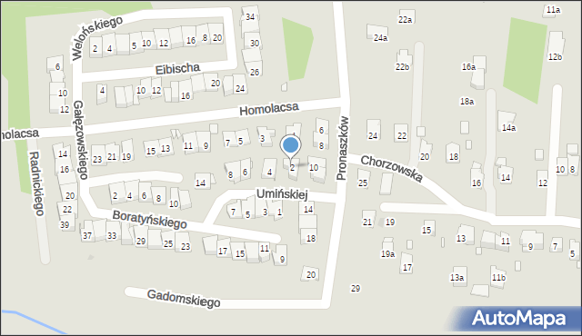 Kraków, Umińskiej Eugenii, 2, mapa Krakowa