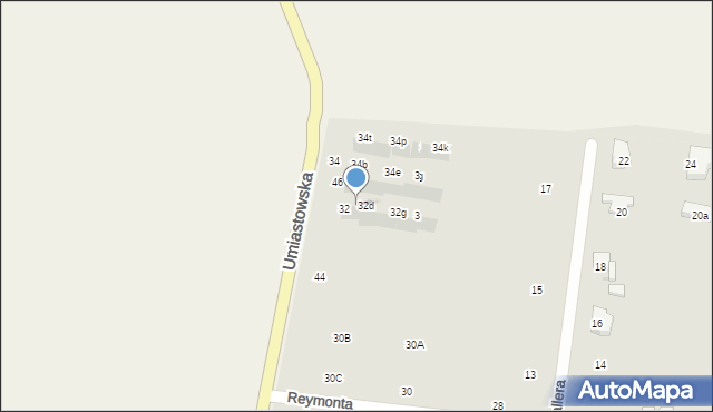 Ożarów Mazowiecki, Umiastowska, 32c, mapa Ożarów Mazowiecki