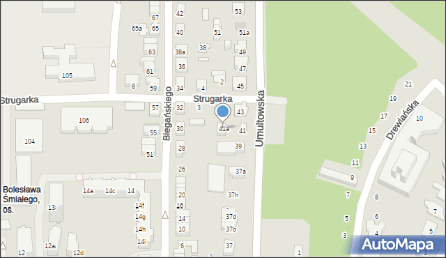 Poznań, Umultowska, 41a, mapa Poznania