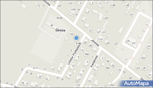 Biała Podlaska, Unitów Podlaskich, 3, mapa Białej Podlaskiej