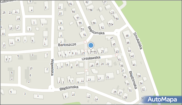 Bydgoszcz, Unisławska, 17, mapa Bydgoszczy