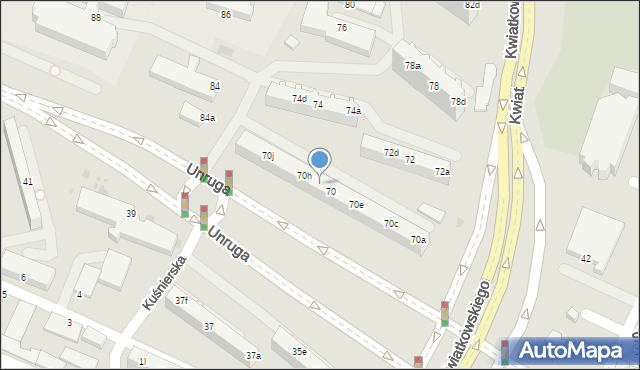 Gdynia, Unruga Józefa, adm., 70g, mapa Gdyni