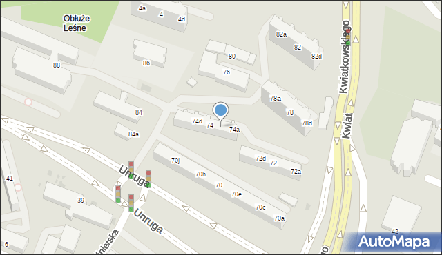 Gdynia, Unruga Józefa, adm., 74b, mapa Gdyni