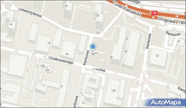 Katowice, Uniwersytecka, 16, mapa Katowic