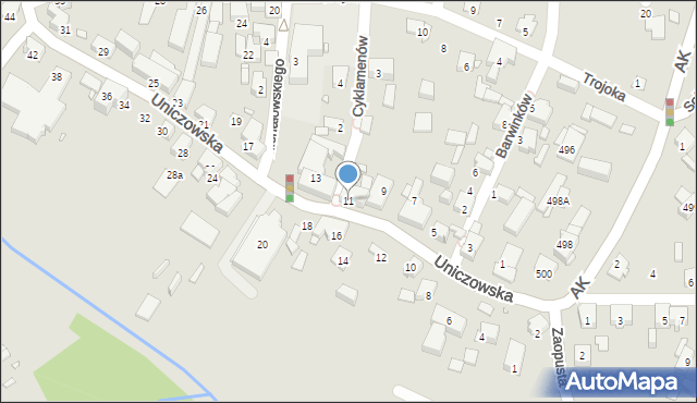 Katowice, Uniczowska, 11, mapa Katowic