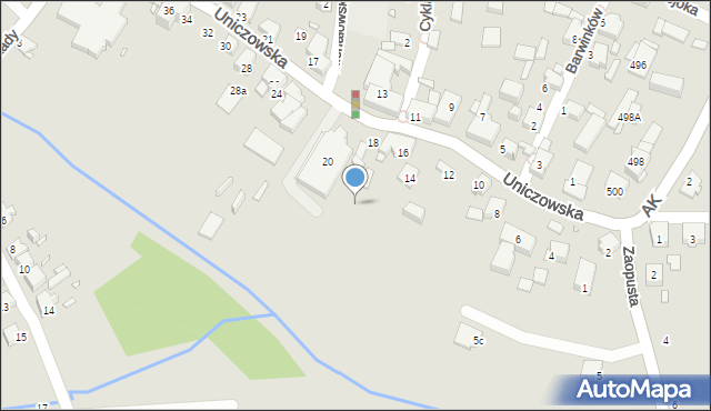 Katowice, Uniczowska, 16a, mapa Katowic