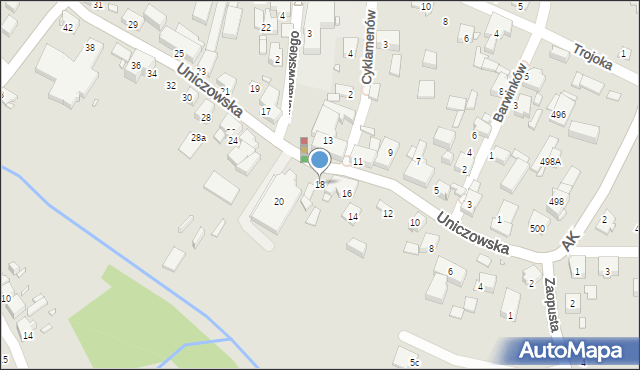 Katowice, Uniczowska, 18, mapa Katowic