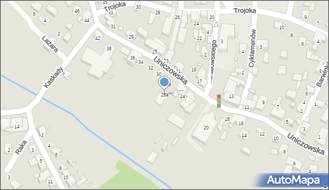 Katowice, Uniczowska, 28a, mapa Katowic