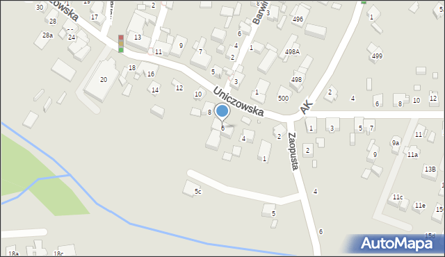 Katowice, Uniczowska, 6, mapa Katowic