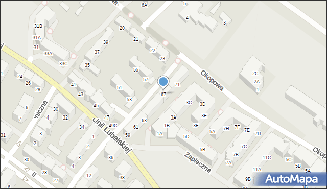 Kołobrzeg, Unii Lubelskiej, 67, mapa Kołobrzegu