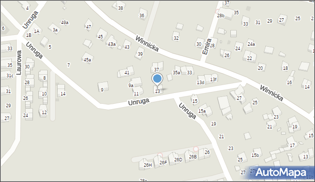 Kraków, Unruga Józefa, 13, mapa Krakowa